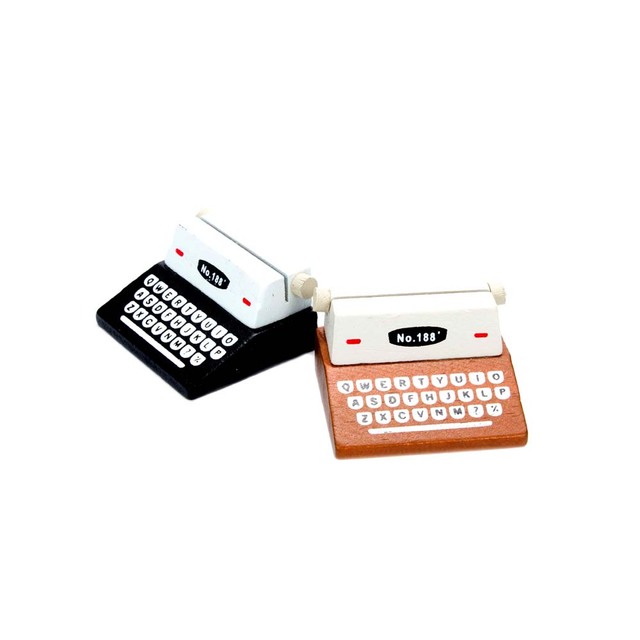 Etui na karty i notesy - Kreatywna maszyna do pisania z drewnianym uchwytem, wyświetlaczem zdjęć i stojakiem na dokumenty, klipem na karty Memo, oraz pojemnikiem na notatki - Wianko - 3