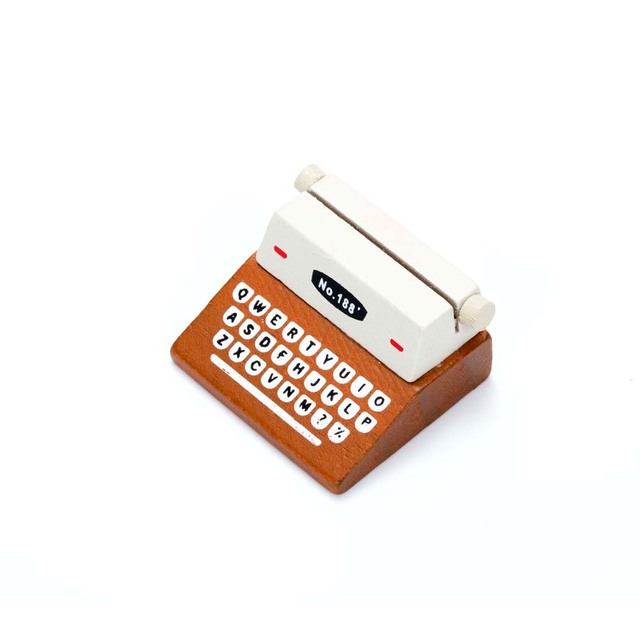 Etui na karty i notesy - Kreatywna maszyna do pisania z drewnianym uchwytem, wyświetlaczem zdjęć i stojakiem na dokumenty, klipem na karty Memo, oraz pojemnikiem na notatki - Wianko - 5
