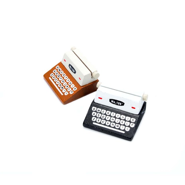 Etui na karty i notesy - Kreatywna maszyna do pisania z drewnianym uchwytem, wyświetlaczem zdjęć i stojakiem na dokumenty, klipem na karty Memo, oraz pojemnikiem na notatki - Wianko - 6