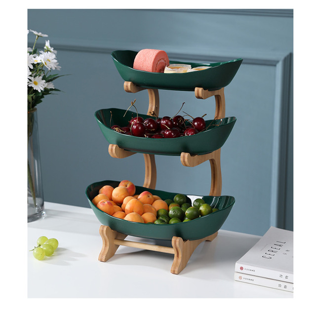 Salon domu - ceramiczny talerz na owoce z trzema warstwami, półmisek na cukierki i kreatywnym koszykiem na suszone owoce oraz przekąski - Wianko - 5