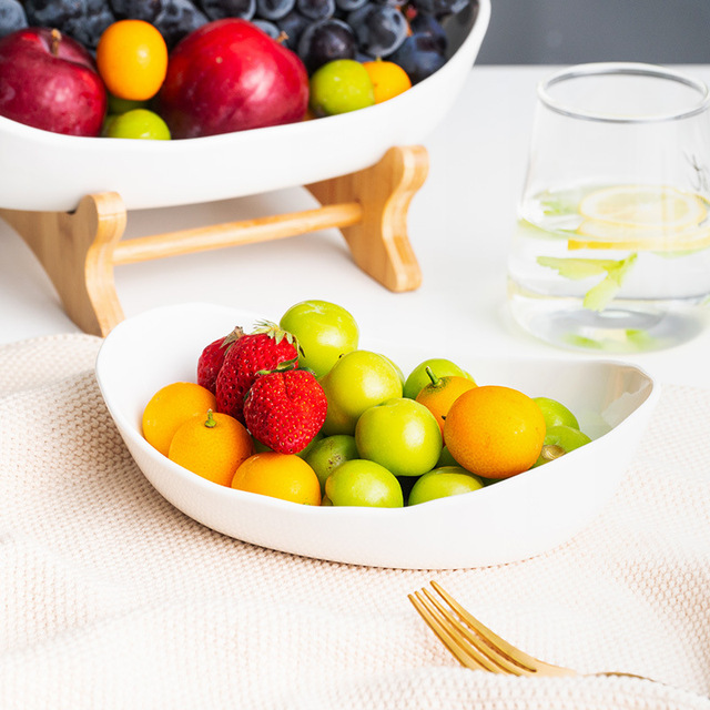 Salon domu - ceramiczny talerz na owoce z trzema warstwami, półmisek na cukierki i kreatywnym koszykiem na suszone owoce oraz przekąski - Wianko - 3