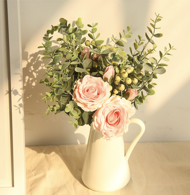 Piękna dekoracja wnętrz - trąbka Ins Mistajugali Roses, 4 kolory, sztuczne kwiaty, bankiet, ślub - Wianko - 1