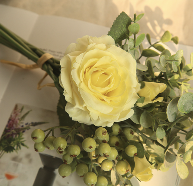 Piękna dekoracja wnętrz - trąbka Ins Mistajugali Roses, 4 kolory, sztuczne kwiaty, bankiet, ślub - Wianko - 4