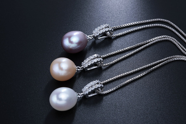 Naszyjnik z naturalną perłą słodkowodną i cyrkoniami | Srebro 925 | 45cm Fine Jewelry - Wianko - 4