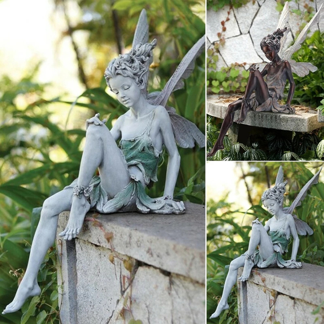 Figurka dekoracyjna ogrodowa Tudor i Turek żywica siedząca wróżka ozdoba ogrodowa ganek rzeźba stocznia rzemiosło krajobrazu dla domu Hot - Wianko - 1