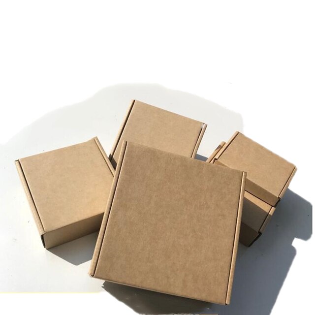 Pudełko z papieru typu Kraft - 10 sztuk, pakiet hurtowy, małe pudełko prezentowe Mailers wysyłka biznes 3 warstwy pudełko z tektury falistej - Wianko - 3