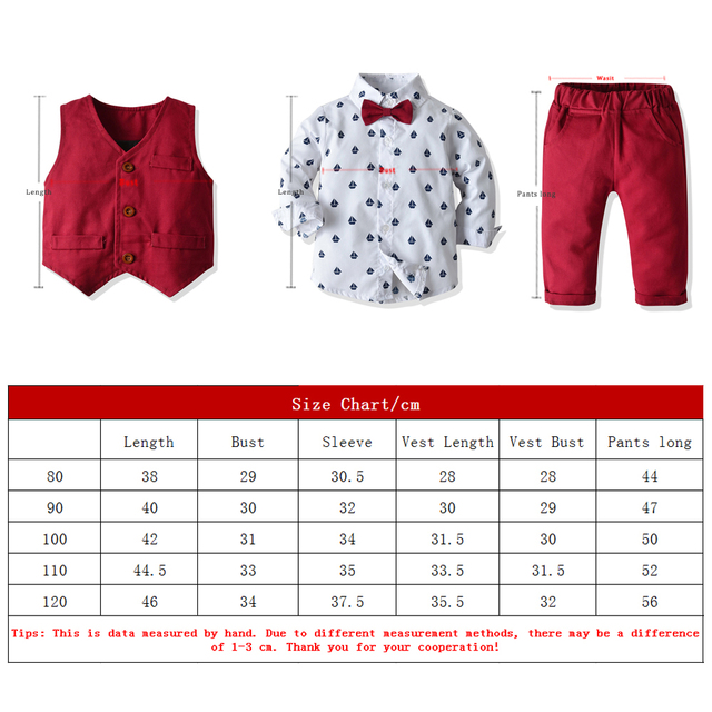 Zestaw męskiej zimowej odzieży dla chłopców - kamizelka, koszula z długim rękawem, spodnie (3 sztuki) - Wianko - 3