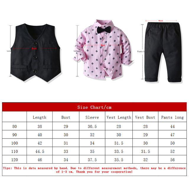 Zestaw męskiej zimowej odzieży dla chłopców - kamizelka, koszula z długim rękawem, spodnie (3 sztuki) - Wianko - 1