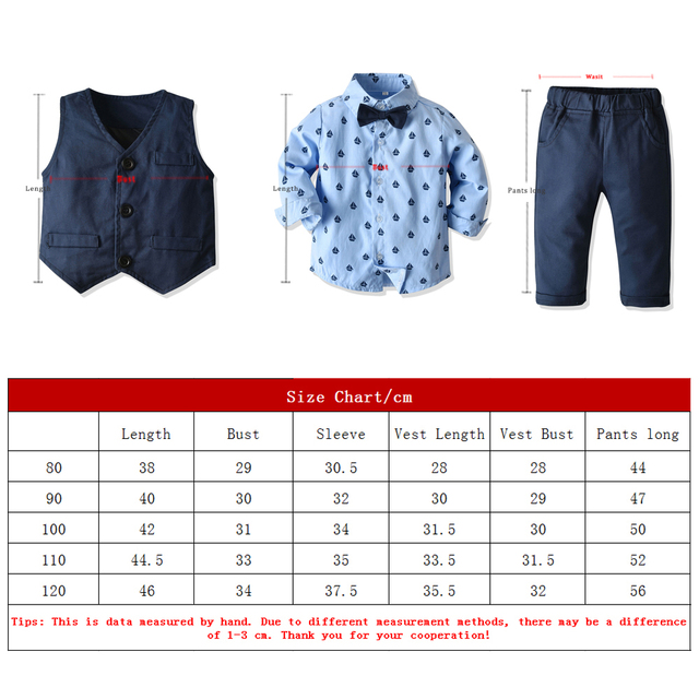 Zestaw męskiej zimowej odzieży dla chłopców - kamizelka, koszula z długim rękawem, spodnie (3 sztuki) - Wianko - 2