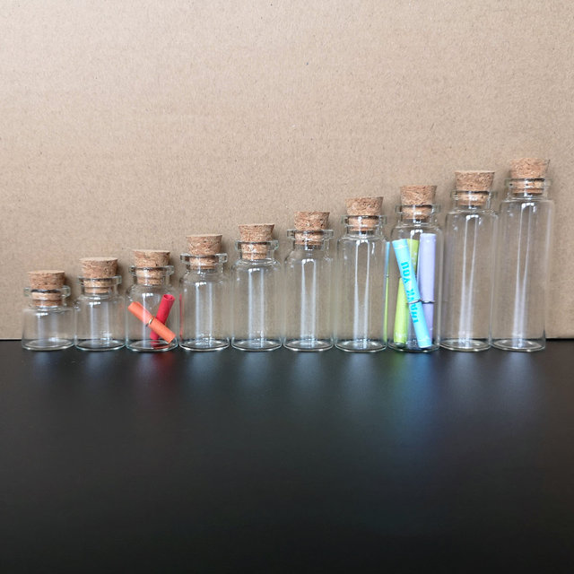 Mini szklane butelki na próbki DIY do przechowywania - 10 sztuk (4ml, 5ml, 7ml, 8ml, 10ml, 12ml, 15ml, 18ml, 20ml) z korkami - Wianko - 18