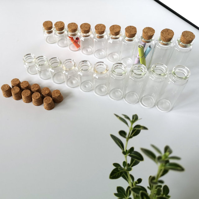 Mini szklane butelki na próbki DIY do przechowywania - 10 sztuk (4ml, 5ml, 7ml, 8ml, 10ml, 12ml, 15ml, 18ml, 20ml) z korkami - Wianko - 17