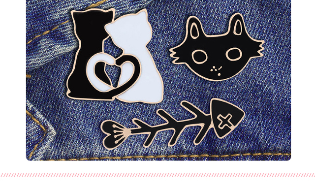 Urocza broszka kot dla miłośników biżuterii z motywem ryby i kości - Wianko - 10