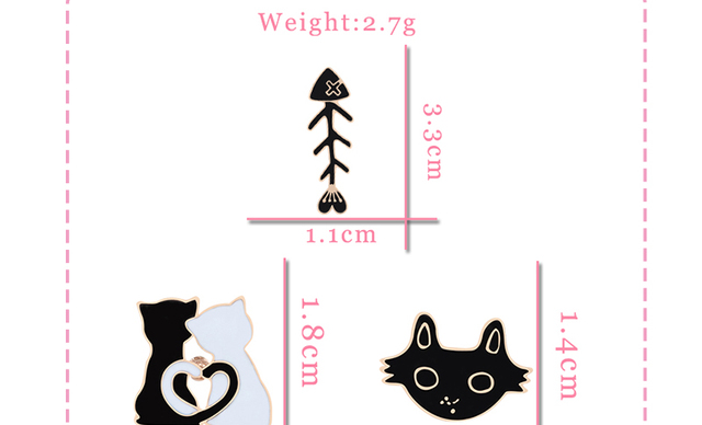 Urocza broszka kot dla miłośników biżuterii z motywem ryby i kości - Wianko - 4