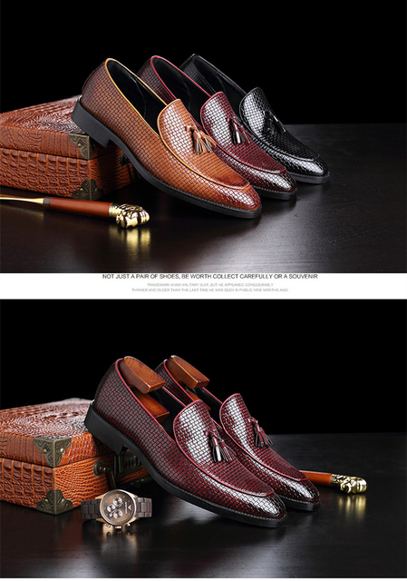 Klasyczne męskie mokasyny z pomponami, skórzane slip ony, buty biurowe Sepatu Pria - Wianko - 5