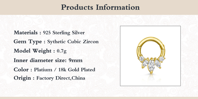 Kolczyki kość do ucha w kształcie obręczy, autentyczne 925 Sterling srebrne z cyrkonem - piękna biżuteria dla kobiet - Wianko - 1