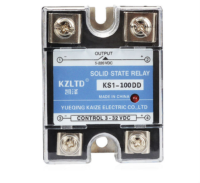 KZLTD SSR-100DD Przekaźnik półprzewodnikowy 100A DC, jednofazowy, 3-32VDC do 5-220VDC - Wianko - 1