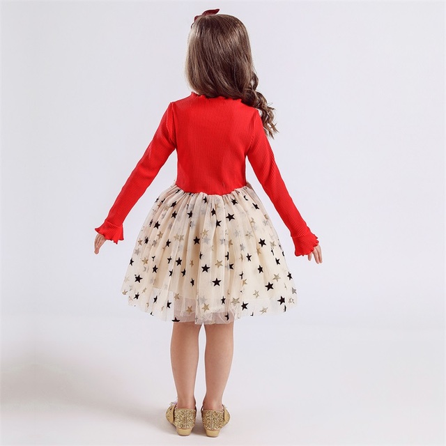 Czerwona sukienka dla dziewczynki z długim rękawem i białymi kropkami - ubranie na jesień świąteczne - Wianko - 35