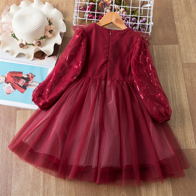 Czerwona sukienka dla dziewczynki z długim rękawem i białymi kropkami - ubranie na jesień świąteczne - Wianko - 24