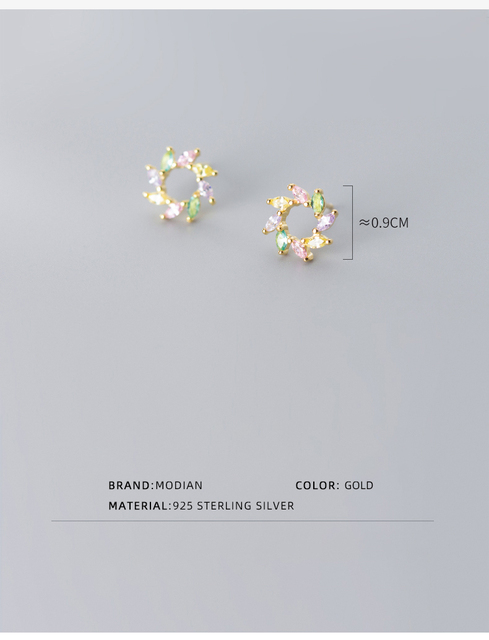 Kolczyki słonecznik MODIAN z kolorowym kryształem, wykonane ze srebra 925 dla kobiet - Wianko - 7