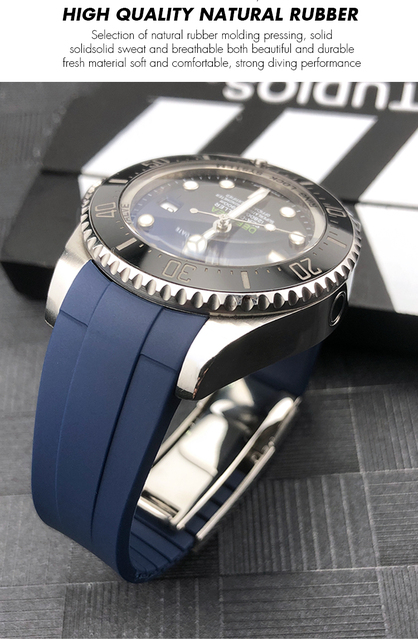 Rozmiar 21mm, gumowa opaska zamienna do Rolex DEEPSEA sea-dweller 126660 - niebiesko czarny sportowy pasek do nurkowania - Wianko - 5