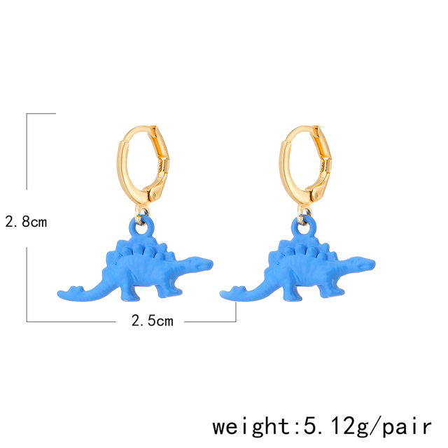 Kolorowe kolczyki wiszące z małym dinozaurem dla dziewczyn - urocza biżuteria urodzinowa dla dzieci - Wianko - 1