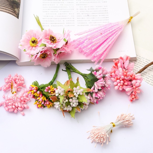 Pakiet DIY etui prezentowe na święta lub ślub z 6-288 sztuk różowych hybrydowych kwiatów wiśniowych - Wianko - 2