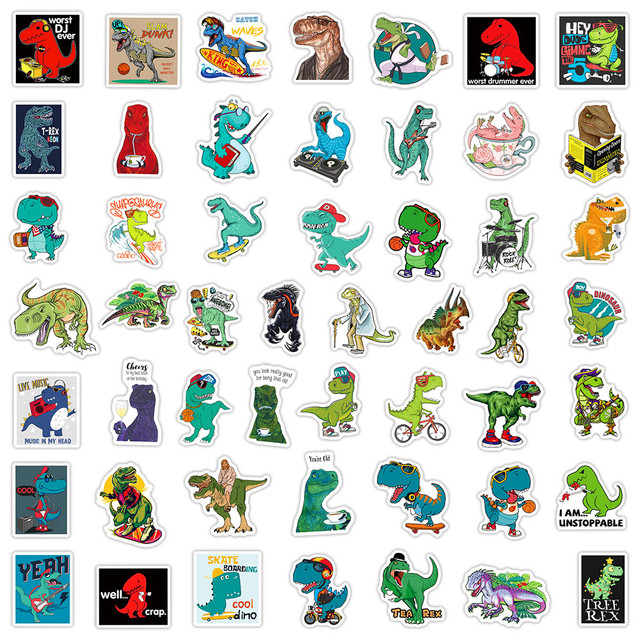 10/30/50/100 sztuk dinozaur naklejki dla dzieci - śliczne, wodoodporne, z motywem cartoon - do laptopa, gitary, roweru, samochodu - Wianko - 5