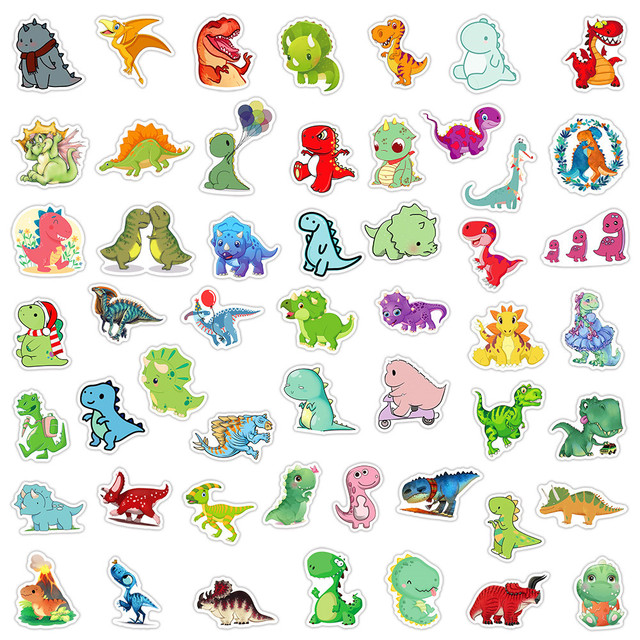 10/30/50/100 sztuk dinozaur naklejki dla dzieci - śliczne, wodoodporne, z motywem cartoon - do laptopa, gitary, roweru, samochodu - Wianko - 4
