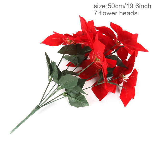 Sztuczne kwiaty Poinsettia - boże narodzenie, ozdoby, bukiet - Wianko - 3