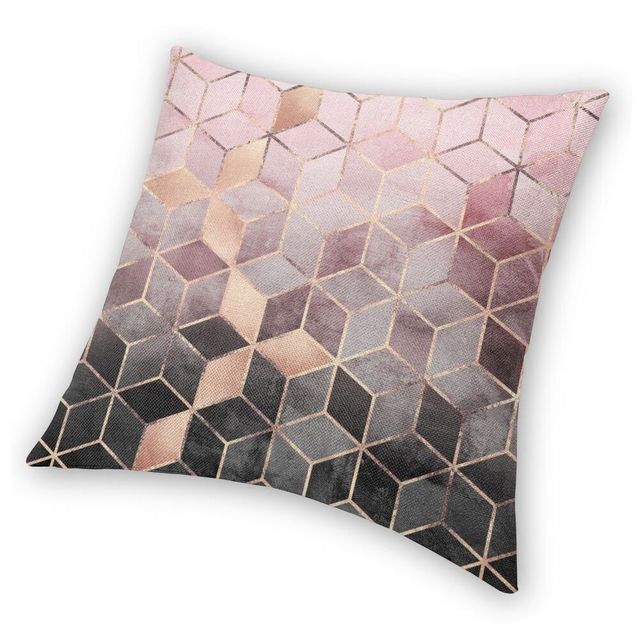 Poszewka na poduszkę w różowo-szarym gradientowym wzorze geometrycznym, spersonalizowana, do dekoracji wnętrz - Wianko - 3