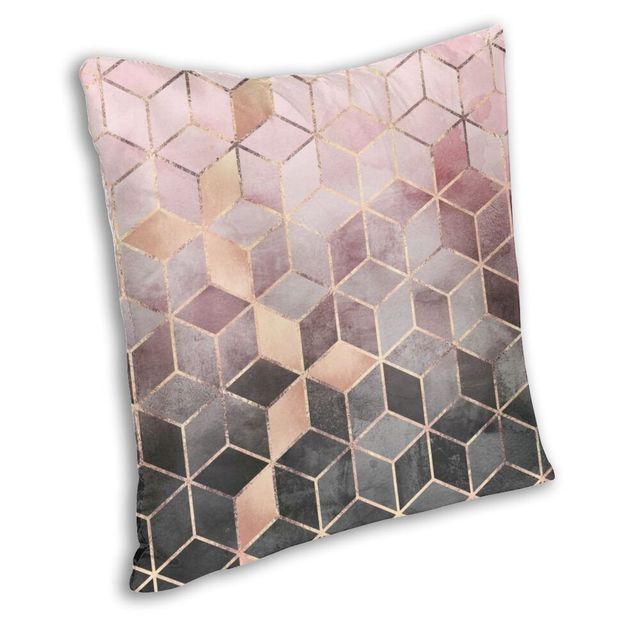 Poszewka na poduszkę w różowo-szarym gradientowym wzorze geometrycznym, spersonalizowana, do dekoracji wnętrz - Wianko - 2