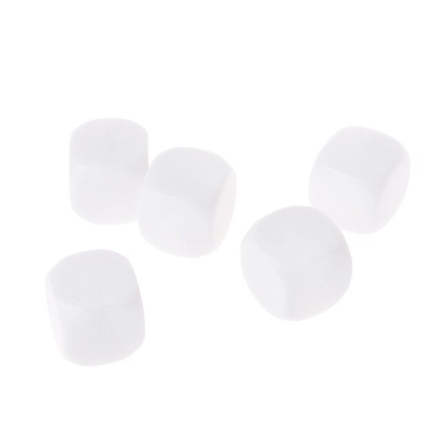 Komplet 5 białych pustych kości akrylowych do gier DIY dla dzieci o średnicy 20mm (G32E) - Wianko - 6