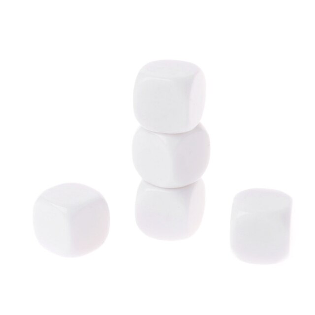 Komplet 5 białych pustych kości akrylowych do gier DIY dla dzieci o średnicy 20mm (G32E) - Wianko - 4