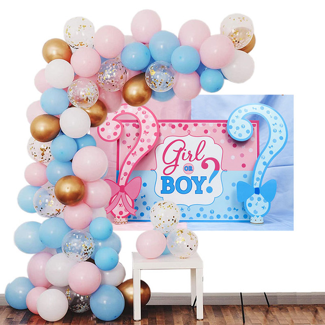 Płeć Reveal Party - Akcesoria dekoracyjne dla Baby Shower - Balony lateksowe - Zestaw stołowy - Dziewczynka lub chłopiec - Różowe i niebieskie - Dekoracje urodzinowe dla dzieci - Wianko - 2
