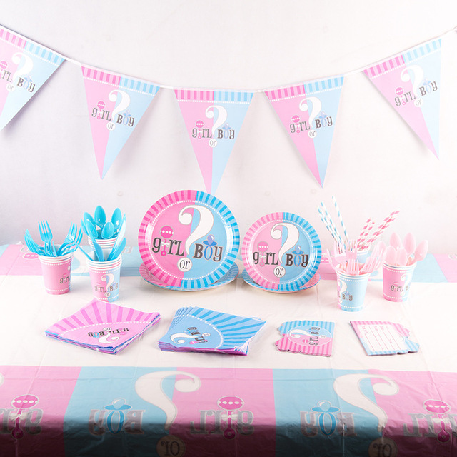 Płeć Reveal Party - Akcesoria dekoracyjne dla Baby Shower - Balony lateksowe - Zestaw stołowy - Dziewczynka lub chłopiec - Różowe i niebieskie - Dekoracje urodzinowe dla dzieci - Wianko - 4