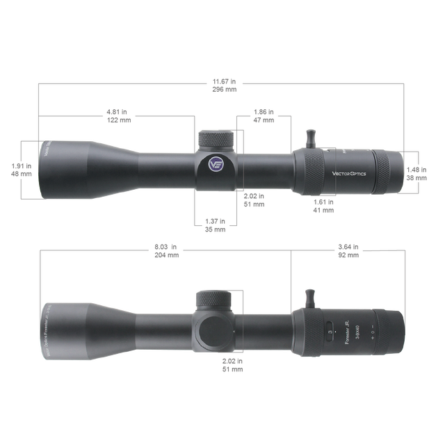 Luneta karabinowa Wektor optyka Forester JR. 3-9x40 z 1/4 MOA, powrót do zera i szerokim polem widzenia (pasuje do kalibru 223 .308) - Wianko - 7