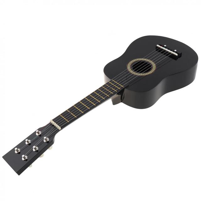 Gitara akustyczna Basswood 25 Cal, kolor czarny, z Pick strunami - doskonały prezent dla dzieci i początkujących - Wianko - 4