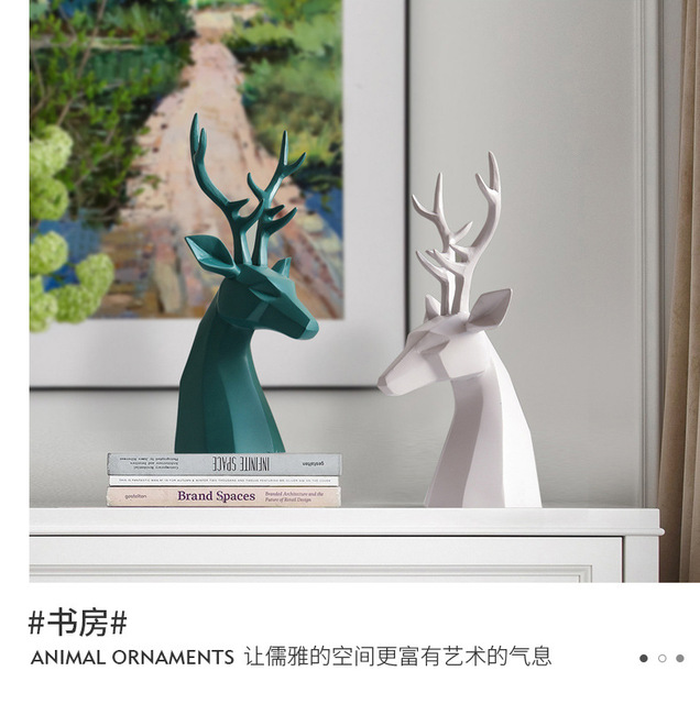 Dekoracyjna figurka głowy jelenia w stylu europejskim z motywem zwierzęcym - idealny prezent do salonu na szafkę TV lub do wina - Wianko - 22