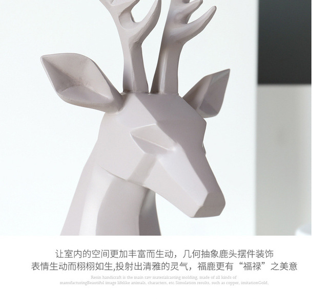 Dekoracyjna figurka głowy jelenia w stylu europejskim z motywem zwierzęcym - idealny prezent do salonu na szafkę TV lub do wina - Wianko - 26
