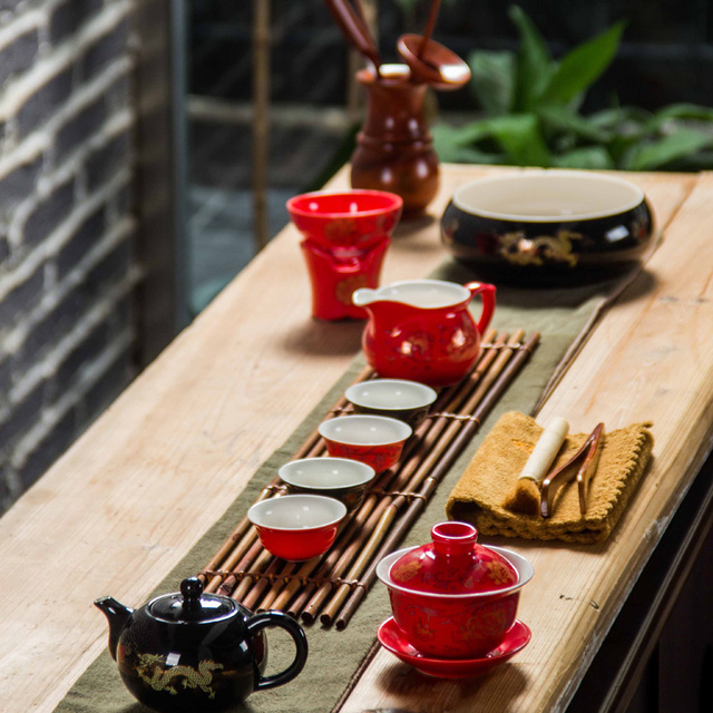 Czarka do herbaty Gaiwan - chińska ręcznie malowana ceramika, elegancki, z pokrywką i spodkiem - Teaware, herbata Kung Fu - Wianko - 7