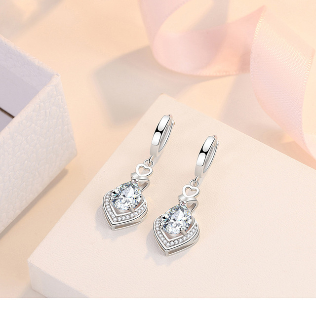 Kolczyki wiszące Fanqieliu z prawdziwego srebra 925 z kryształowym sercem - prezent ślubny dla dziewczyny FQL21395 - Wianko - 14