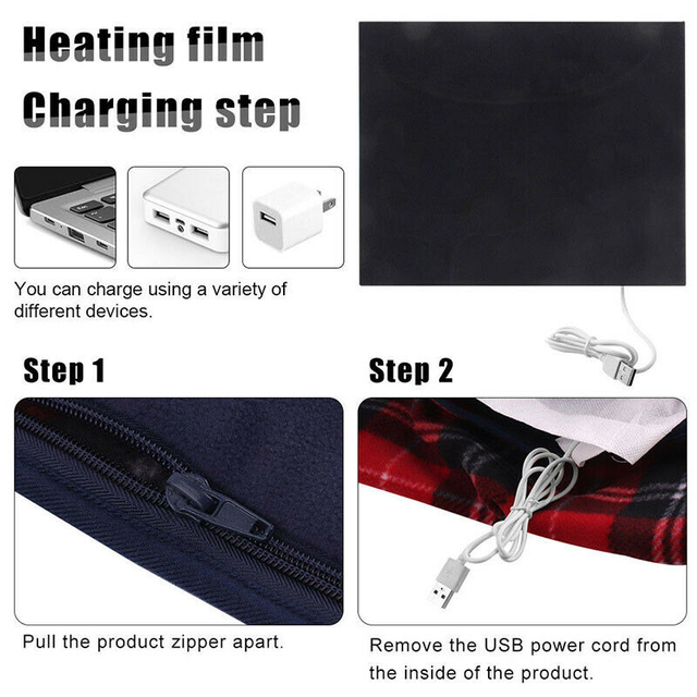 Elektryczny podgrzewany koc USB 5V - zimowy, ciepły pokrowiec do samochodu i biura - Wianko - 8