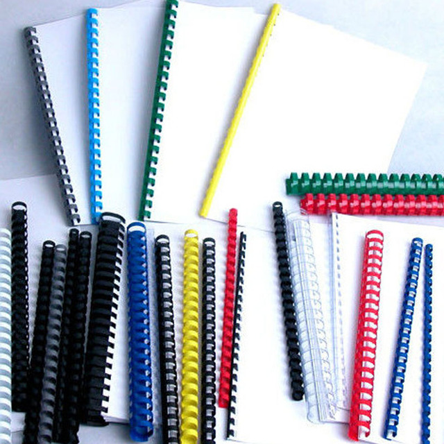 Grzbiet wiążący PCV 8mm x 300mm, 100 sztuk/pudło, 21 pierścieni, na 40 arkuszy, do Notebooka A4 i dokumentów, plastikowa taśma do biurowych przyborów szkolnych - Wianko - 2