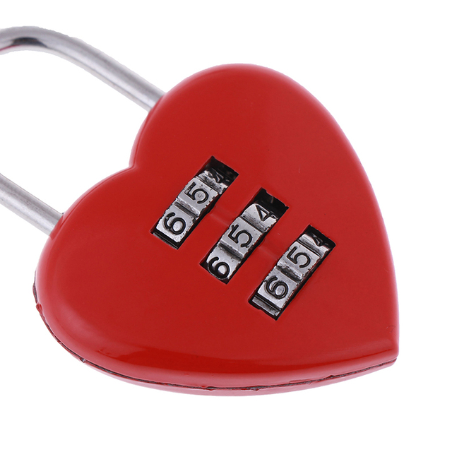 Kłódka do bagażu czerwona w kształcie serca, 3-cyfrowa, mała i urocza - Wianko - 4