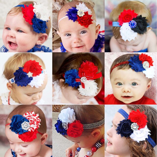 Opaska dla noworodka - Maluch dziecko dzieci dziewczyny chłopcy Hairband Hairclip dzień niepodległości flaga słodkie dziecko - Wianko - 1