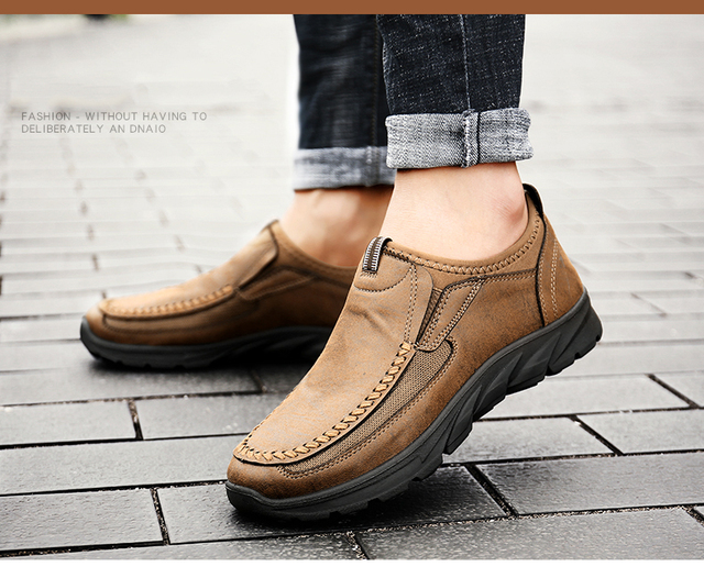 Chunky Sneakers – skórzane buty na co dzień dla mężczyzn, luksusowe i modne, wsuwane, Plus rozmiar - Wianko - 3