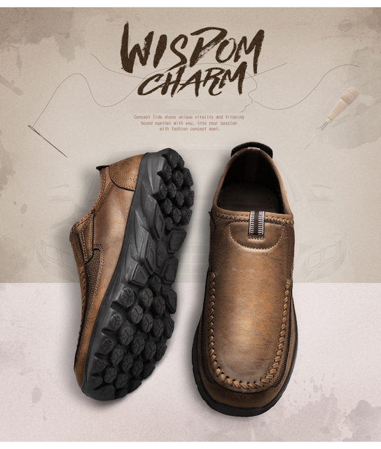 Chunky Sneakers – skórzane buty na co dzień dla mężczyzn, luksusowe i modne, wsuwane, Plus rozmiar - Wianko - 9