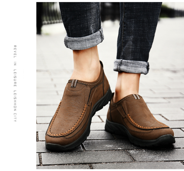 Chunky Sneakers – skórzane buty na co dzień dla mężczyzn, luksusowe i modne, wsuwane, Plus rozmiar - Wianko - 4