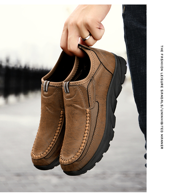 Chunky Sneakers – skórzane buty na co dzień dla mężczyzn, luksusowe i modne, wsuwane, Plus rozmiar - Wianko - 16