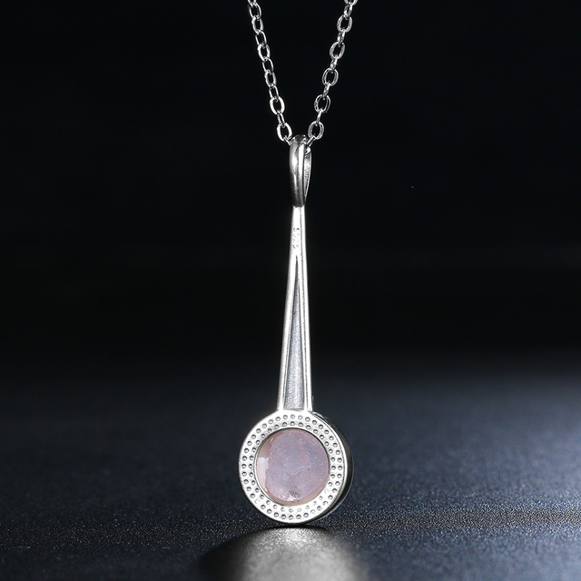 Złoto srebrny naszyjnik z naturalnym różowym kwarcem 925, elegancki prezent dla kobiet - Wianko - 14